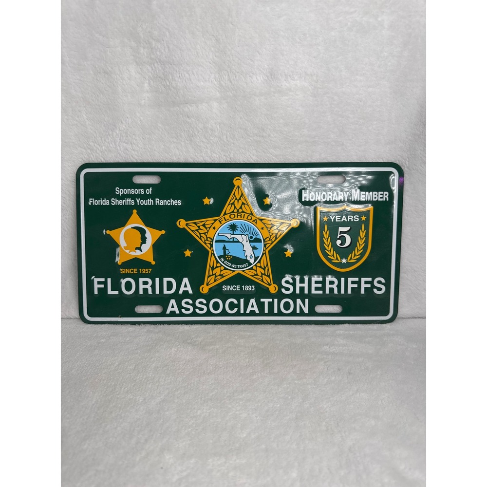 VINTAGE Florida Sheriffs Association License Plate Unisex OS Green Excellent